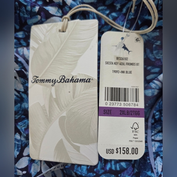 NEW TOMMY BAHAMA THE SIESTA KEY AZUL FRONDS BUTTON DOWN. - Picture 7 of 8